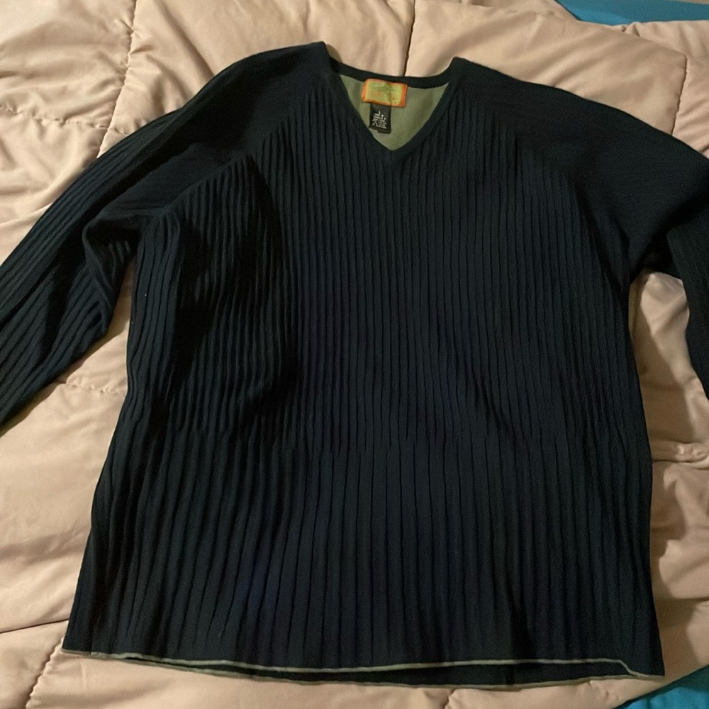 Horny Toad Navy Blue V Neck Sweater Size large